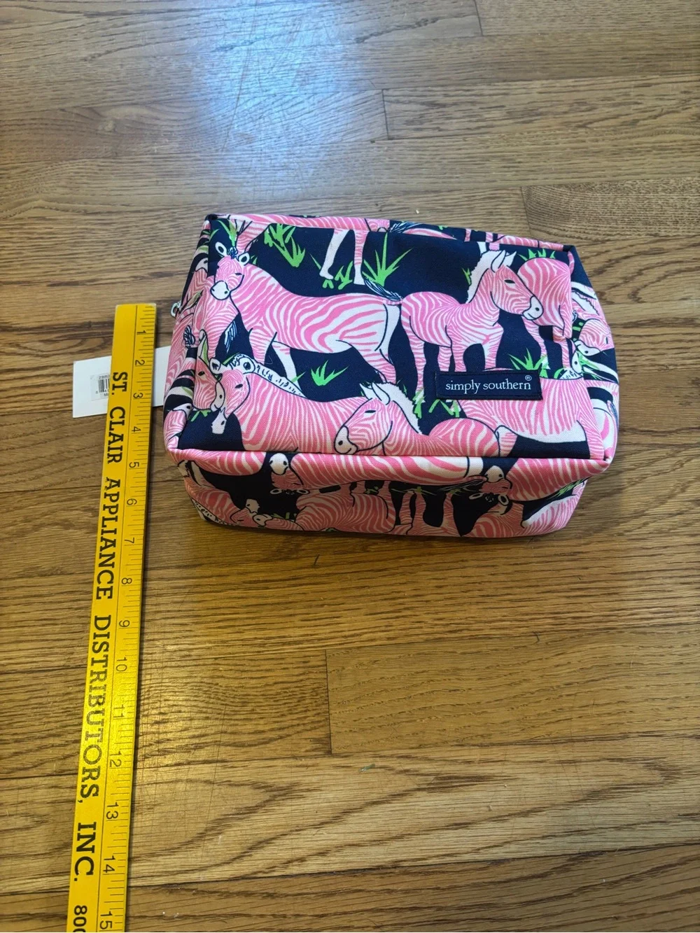 NWT Simply Southern Zippered Cosmetics Make Up Toiletries Bag Zebra Print